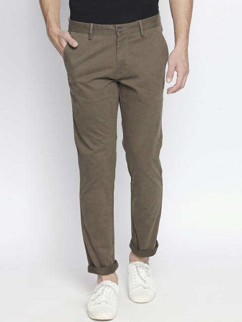 

BYFORD by Pantaloons Men Olive Green Slim Fit Solid Regular Trousers