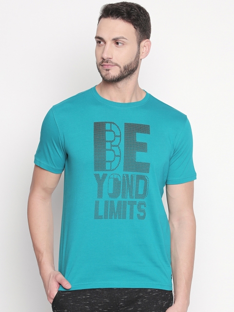 

Ajile by Pantaloons Men Teal Printed Round Neck Slim Fit T-shirt