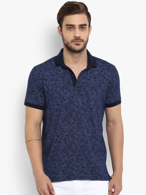 

Mufti Men Blue Printed Polo Collar T-shirt