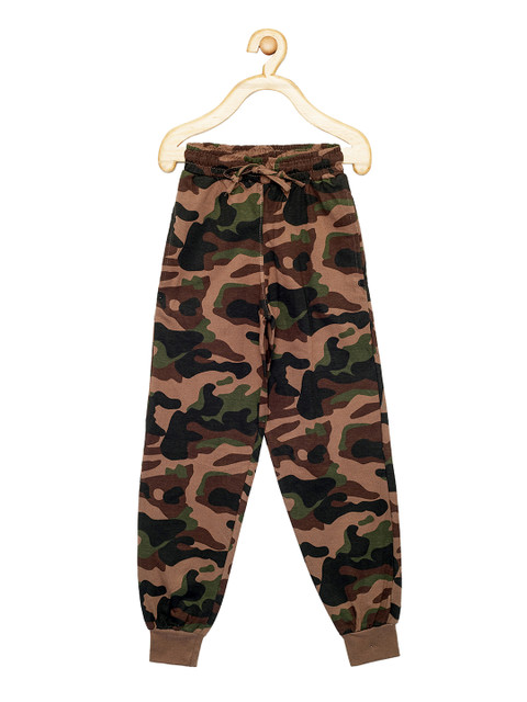 

Maniac Boys Green Camouflage Printed Slim-Fit Joggers