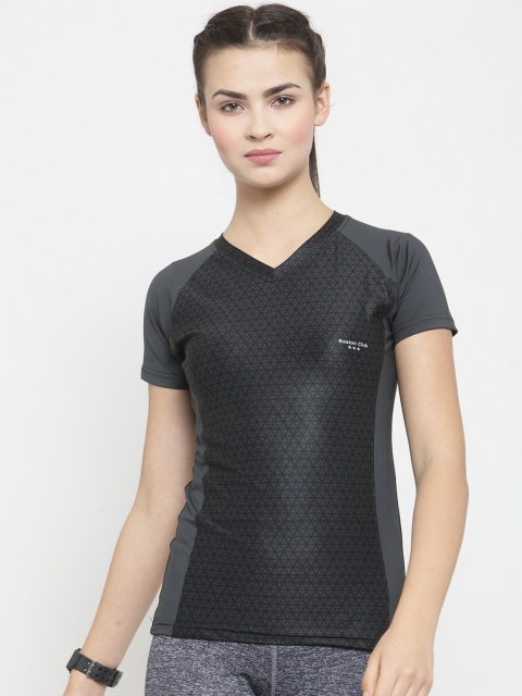 

Boston Club Women Black Printed V-Neck T-shirt