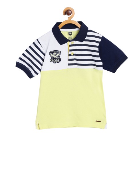 

612 league Boys Yellow Striped Polo Collar T-shirt