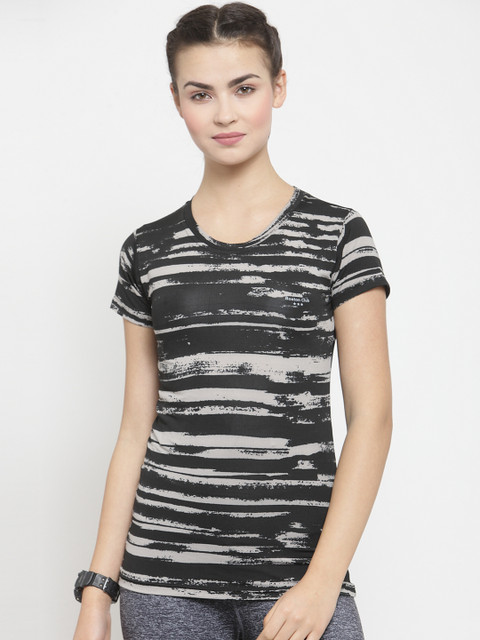 

Boston Club Women Black Striped Round Neck T-shirt