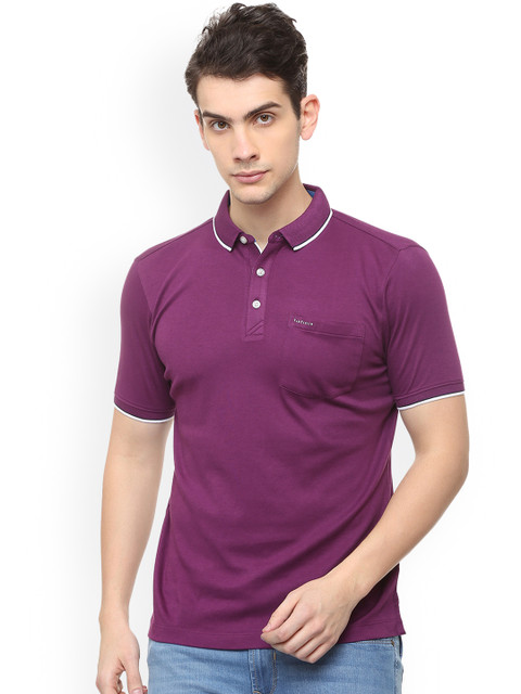 

Van Heusen Men Purple Solid Polo Collar Pure Cotton T-shirt