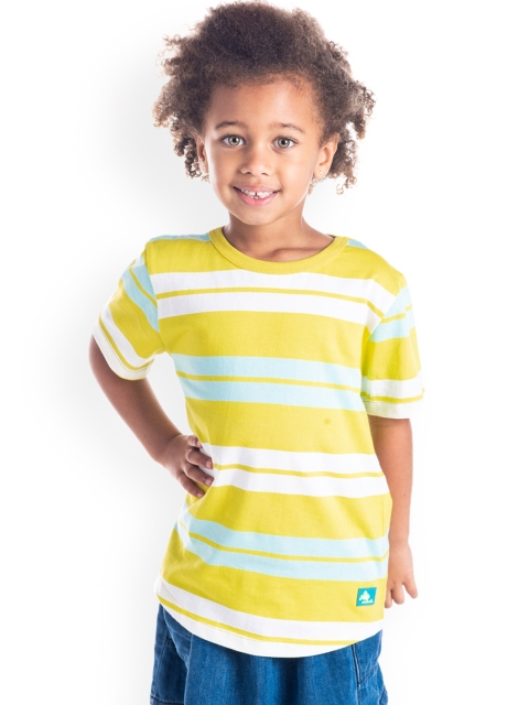 

Cherry Crumble Unisex Yellow Striped Round Neck T-shirt