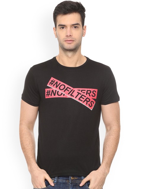 

People Men Black Printed Round Neck T-shirt