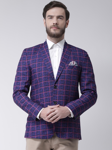 

Hangup Men Purple Checked Regular Fit Single-Breasted Blazer