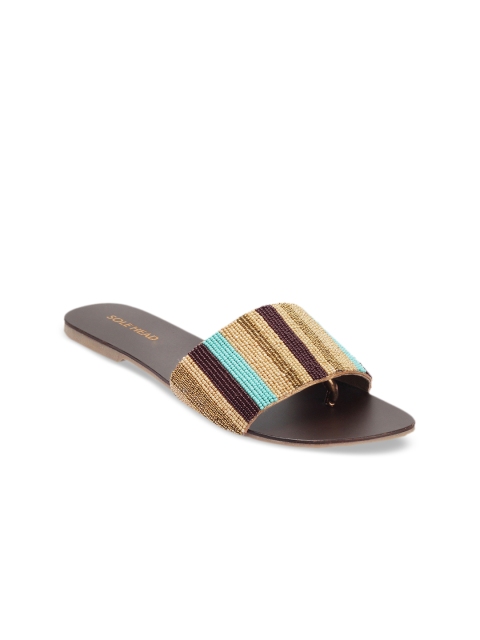 

SOLE HEAD Women Beige & Brown Solid Open Toe Flats