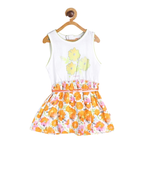 

612 league Girls Orange Printed Blouson Dress