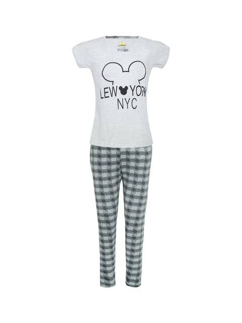 

Punkster Girls Grey Printed Night suit