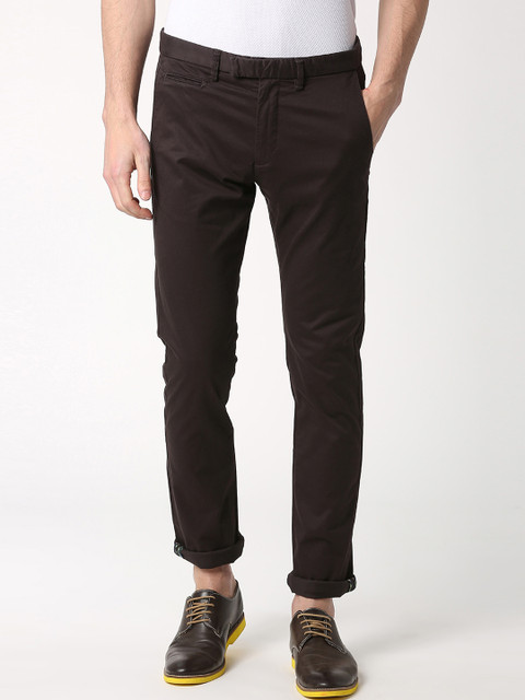 

Peter England Elite Men Brown Slim Fit Solid Regular Trousers