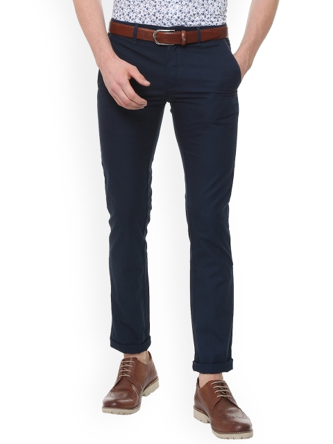 

V Dot Men Blue Slim Fit Solid Regular Trousers