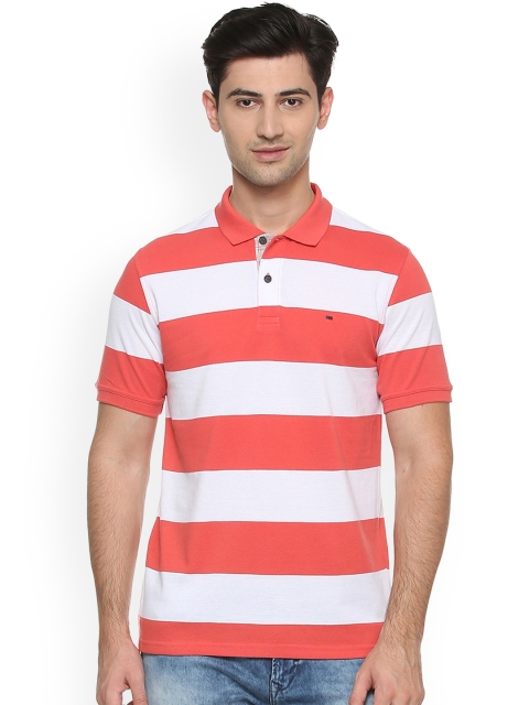 

Peter England Casuals Men Red Striped Polo Collar T-shirt