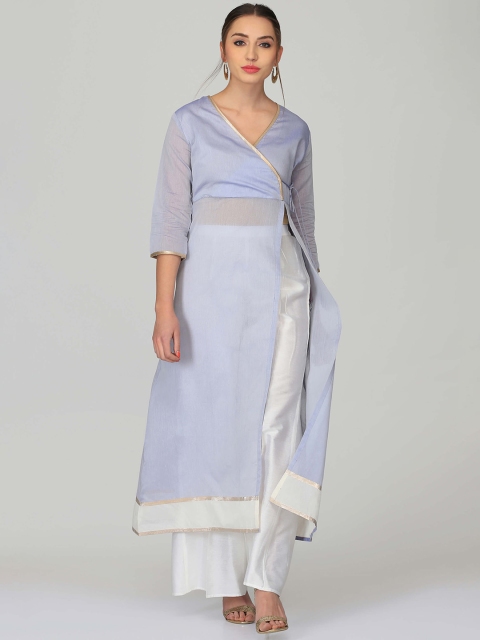 

Abhishti Women Lavender Colourblocked A-Line Kurta