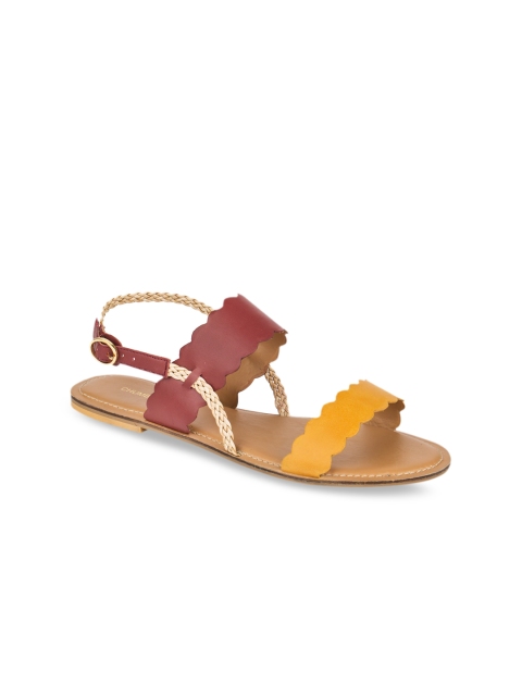 

Chumbak Women Mustard Yellow & Maroon Colourblocked Flats