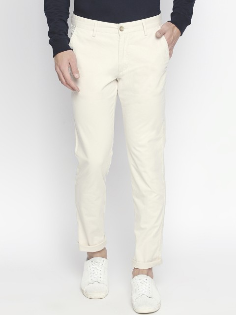 

BYFORD by Pantaloons Men Off-White Slim Fit Solid Regular Trousers