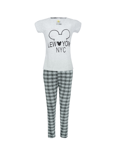 

Punkster Girls Grey Printed Night suit