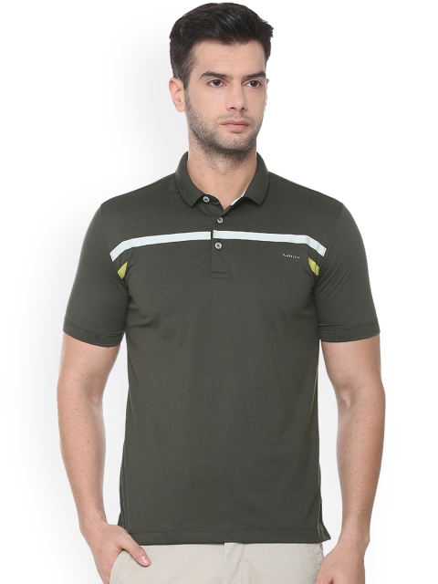 

Van Heusen Men Olive Green Solid Polo Collar T-shirt