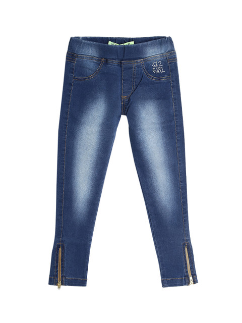 

612 league Girls Blue Regular Fit High-Rise Clean Look Jeans