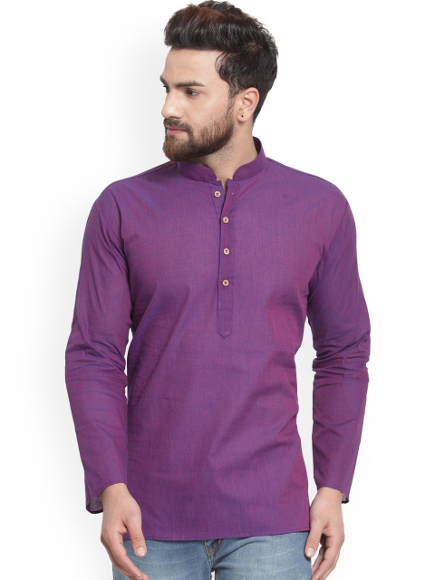 

RG DESIGNERS Men Purple Solid Straight Kurta
