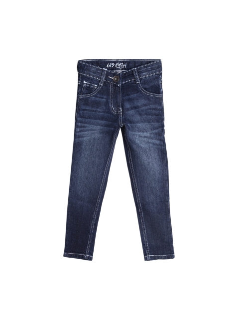 

612 league Girls Blue Regular Fit High-Rise Clean Look Jeans