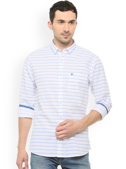 

Allen Solly Men White Slim Fit Striped Casual Shirt