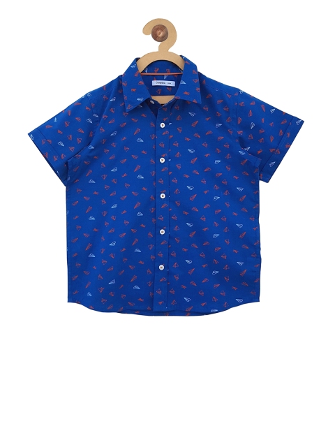 

Campana Boys Blue Regular Fit Printed Casual Shirt