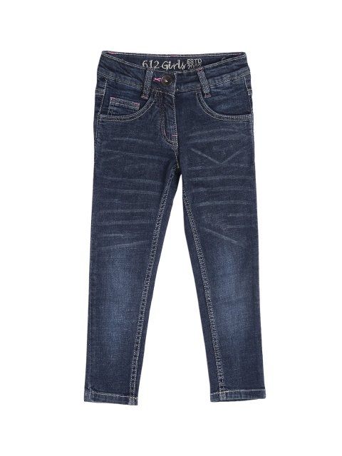 

612 league Girls Blue Regular Fit High-Rise Clean Look Jeans