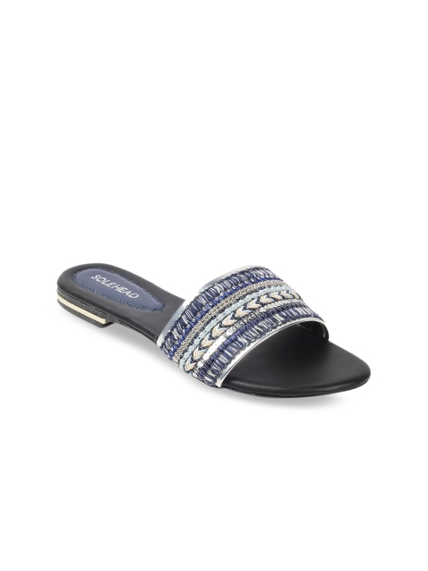 

SOLE HEAD Women Blue Solid Open Toe Flats