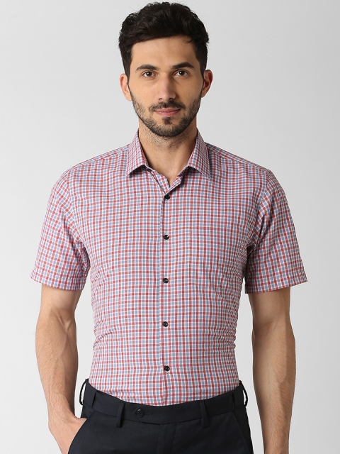 

Peter England Men Blue & Red Slim Fit Checked Formal Shirt
