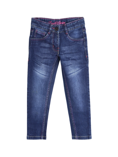 

612 league Girls Blue Regular Fit High-Rise Clean Look Jeans