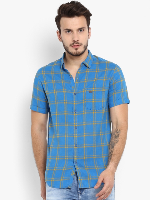 

Mufti Men Blue Slim Fit Checked Casual Shirt