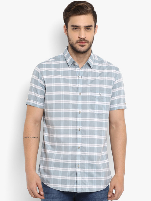 

Mufti Men Grey Slim Fit Checked Casual Shirt