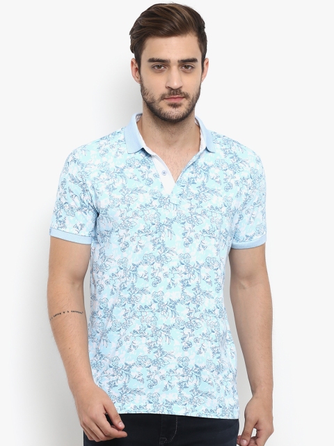 

Mufti Men Turquoise Blue Printed Polo Collar T-shirt