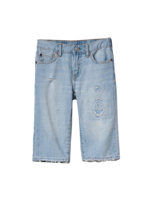 

GAP Boys Blue Solid Regular Fit Denim Shorts