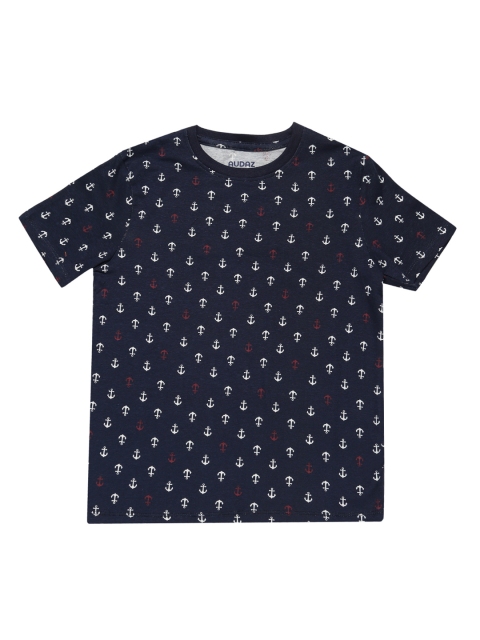 

AUDAZ Boys Navy Blue Printed Round Neck T-shirt