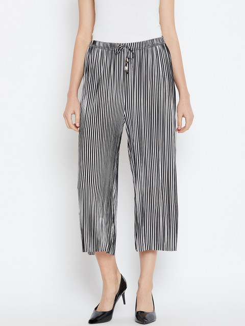 

Camey Women Black & White Striped Wide Leg Palazzos