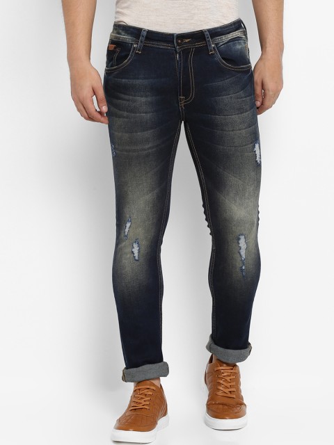 

Mufti Men Blue Skinny Fit Mid-Rise Low Distress Stretchable Jeans