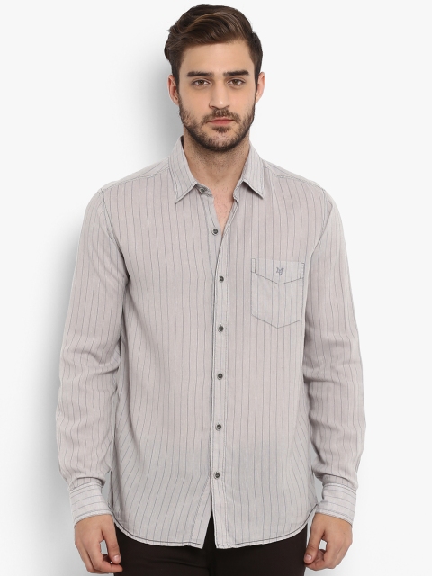 

Mufti Men Grey Slim Fit Striped Casual Shirt
