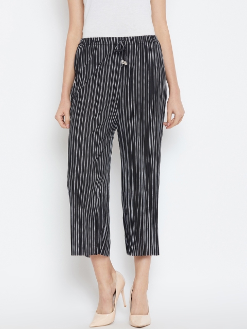 

Camey Women White & Black Regular Fit Striped Culottes