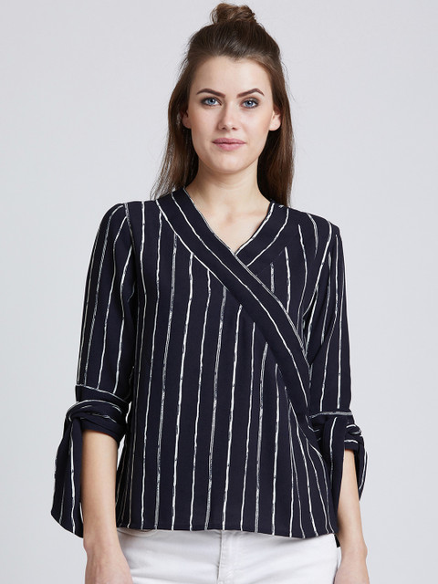 

RARE Women Blue Striped Top