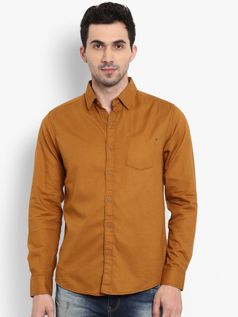 

Mufti Men Mustard Brown Slim Fit Solid Casual Shirt