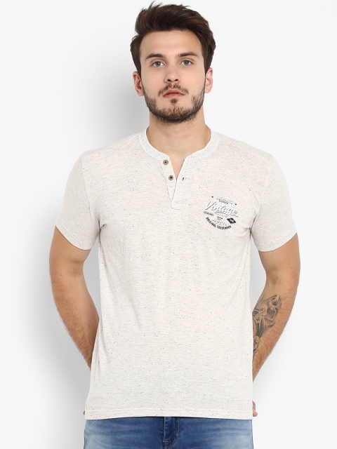 

Mufti Men Beige Printed Mandarin Collar T-shirt