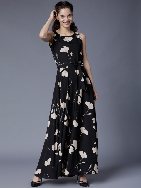

Tokyo Talkies Women Black Printed Maxi Dress