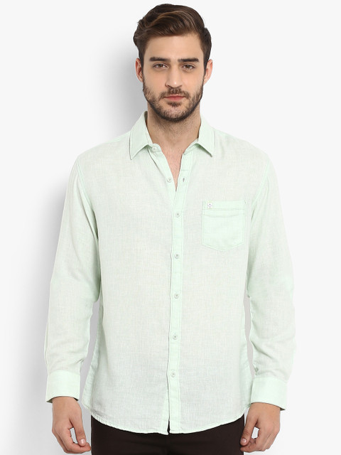

Mufti Men Lime Green Slim Fit Solid Casual Shirt