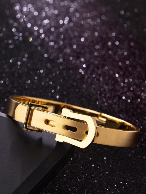 

Dare by Voylla Gold-Toned Stainless Steel Gold-Plated Handcrafted Kada Bracelet