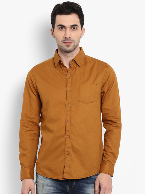 

Mufti Men Mustard Brown Slim Fit Solid Casual Shirt