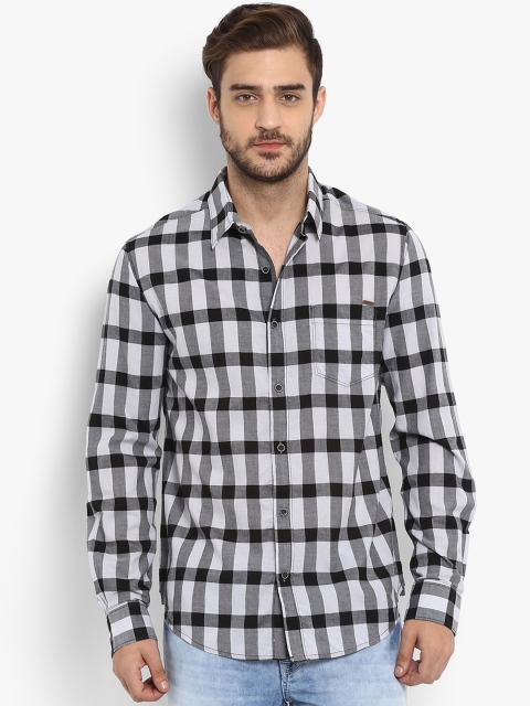 

Mufti Men Grey & Black Slim Fit Checked Casual Shirt