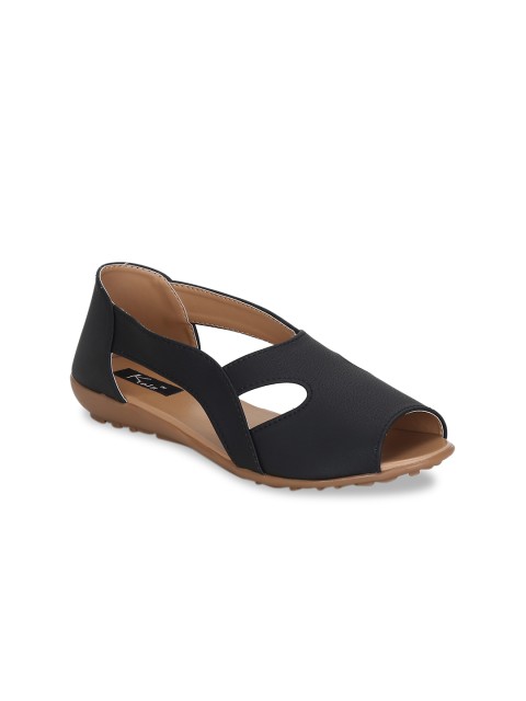 

Kielz Women Black Solid Peep Toe Flats