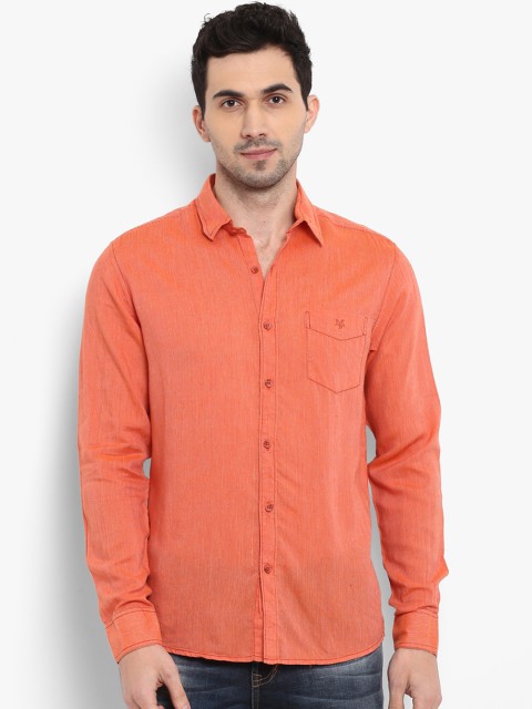 

Mufti Men Orange Slim Fit Self Design Casual Shirt